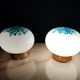Pair of Postmodern White and Light Blue Murano Glass Table Lamps, Italy