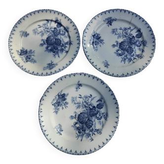 3 assiettes en terre de fer U&C Sarreguemines