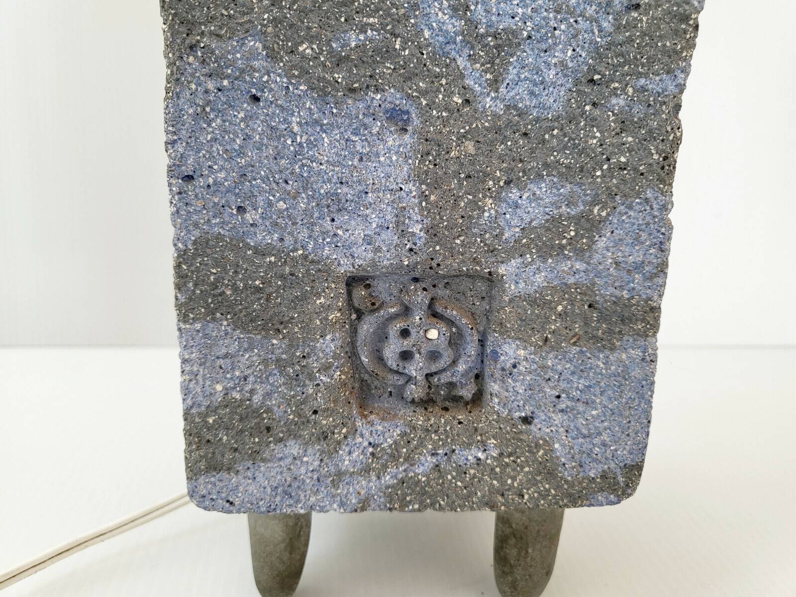 Vintage 1970s table lamp in cement & stones