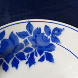 2 hollow plates in Pexonne earthenware 53 blue flower pattern diam 22.5 cm