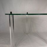 Vintage round coffee table in glass and plexiglass