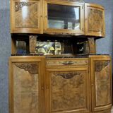 Art Deco period two-part sideboard in walnut and burl circa 1940