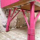 Vintage pink rattan chest of drawers