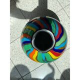 Vase abstrait contemporain avec roseaux multicolores en verre de Murano