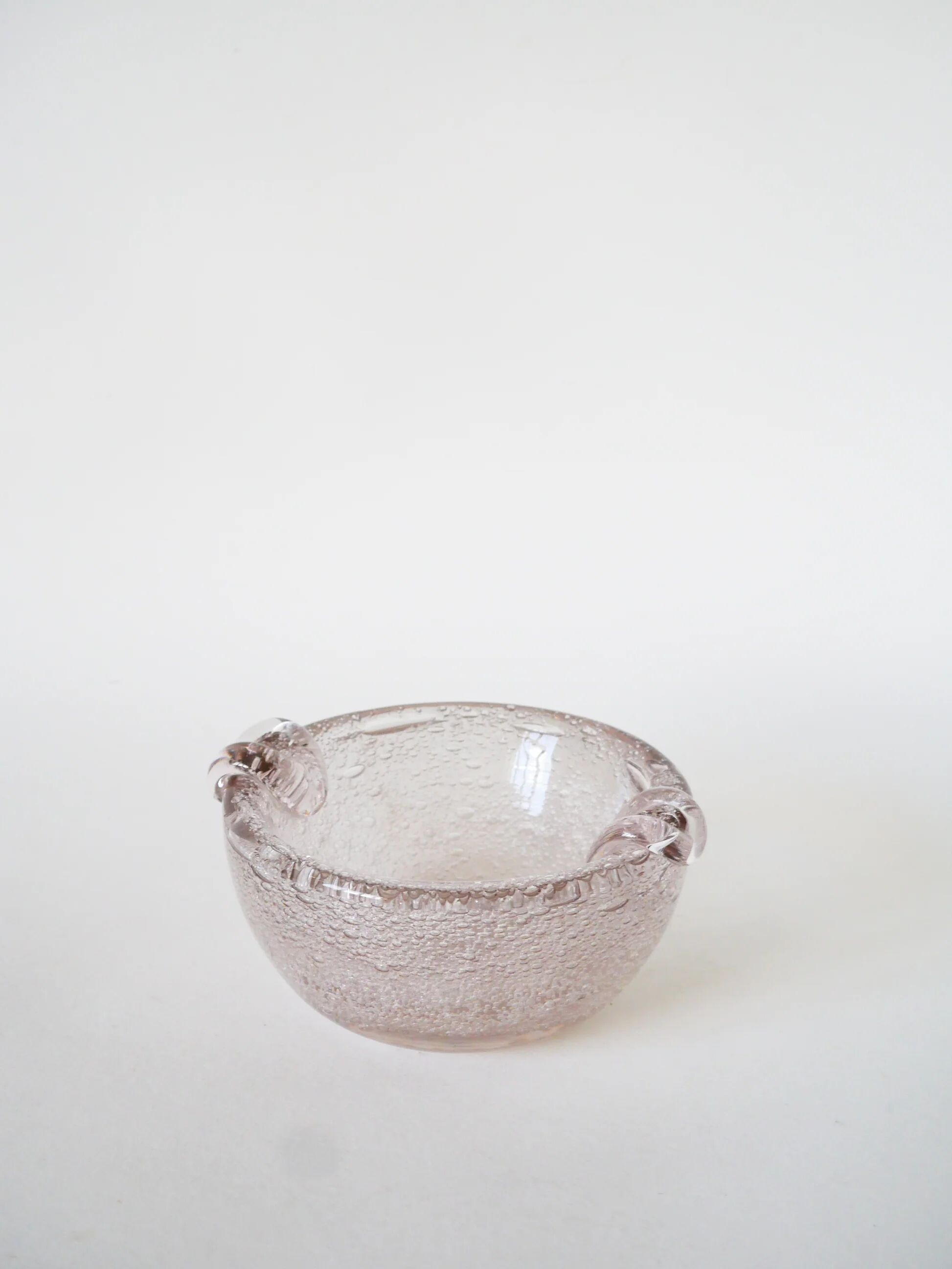 Bubble glass ashtray from Biot, pink, 1960
