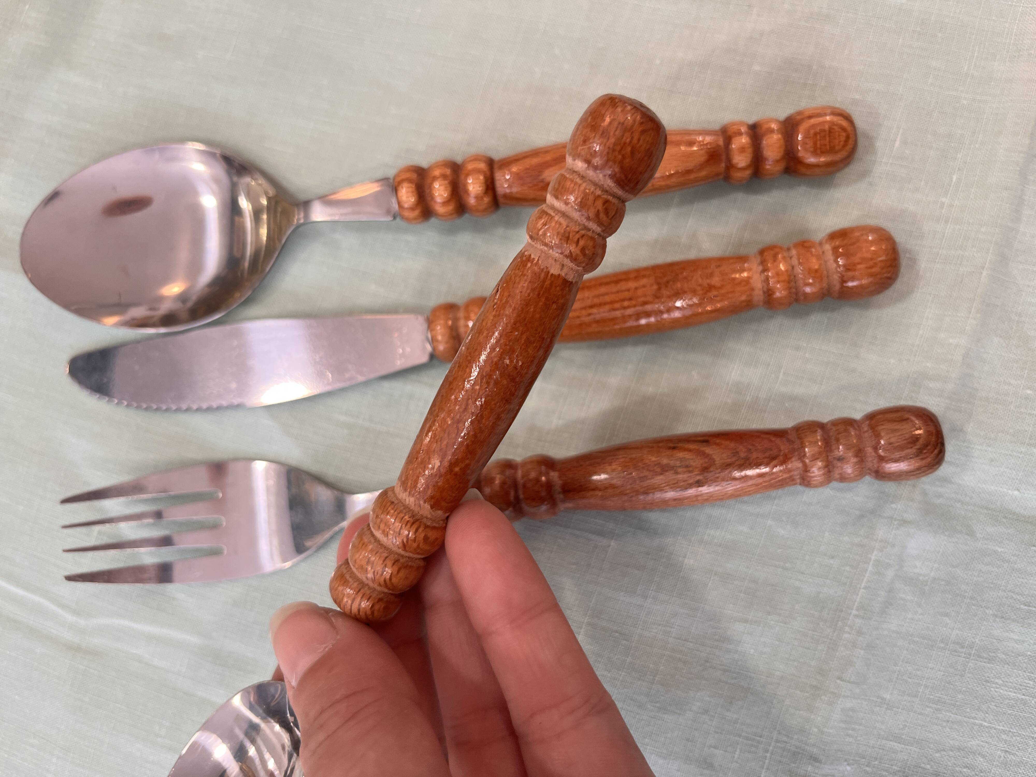 Vintage wooden cutlery set