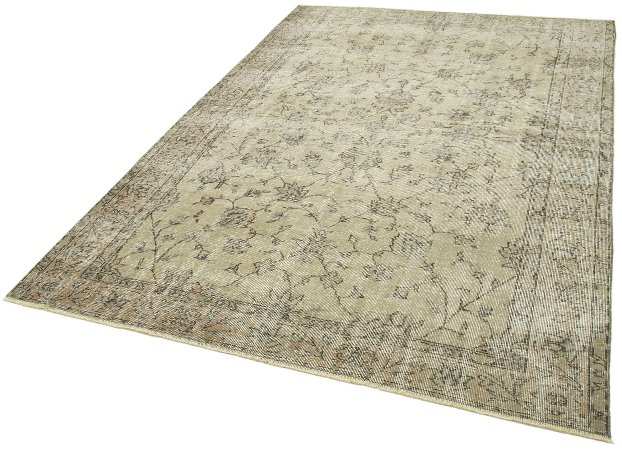 Handmade oriental beige carpet 182 cm x 271 cm