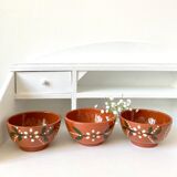 Vintage terracotta bowls decorated flowers