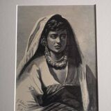 Old orientalist engraving - Gustav Richter - Late 19th century