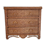 Vintage rattan chest of drawers