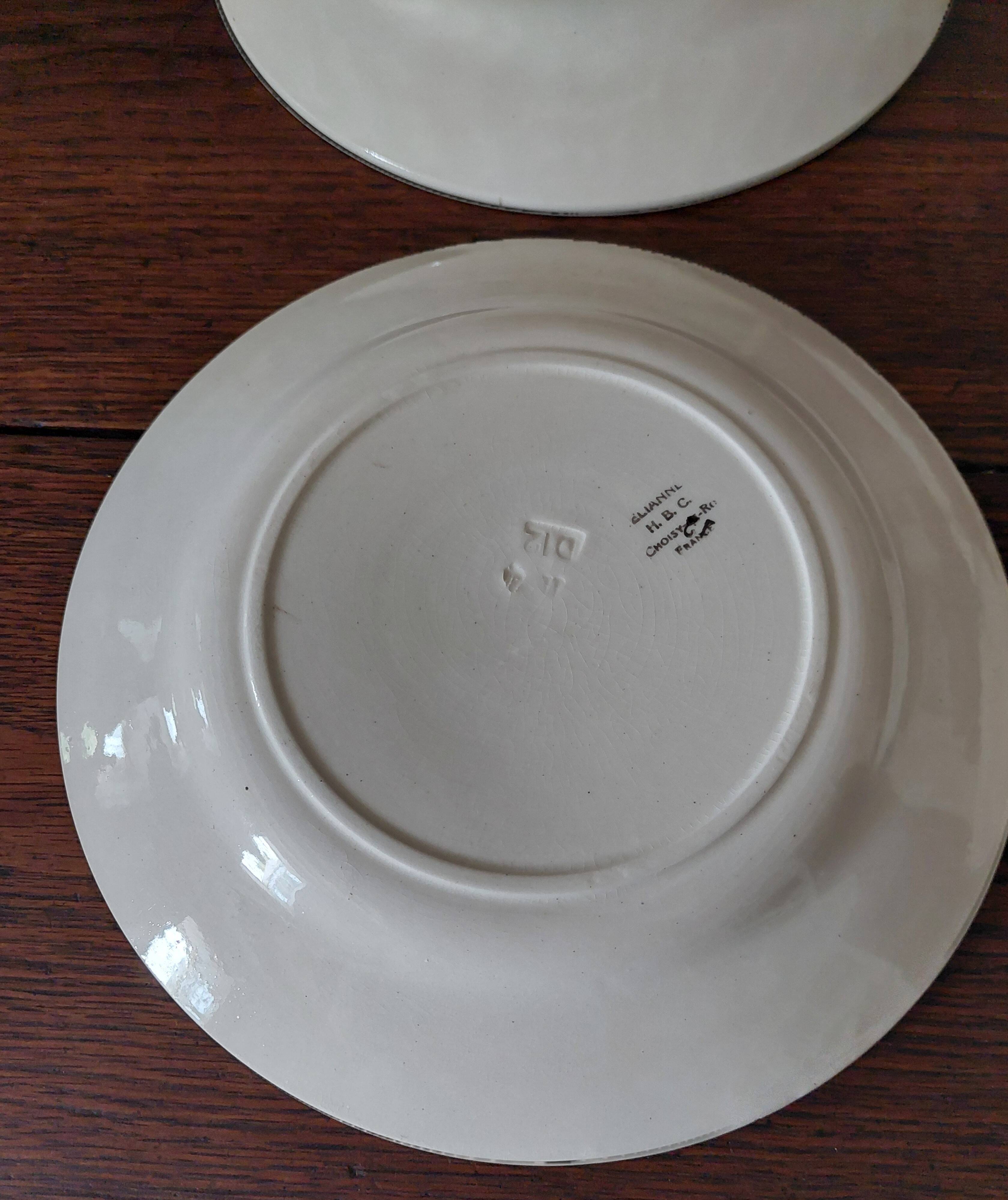 Flat plates set of six HBC Choisy le Roi Elianne decor