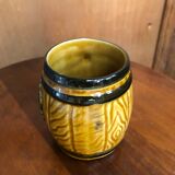 Ancien service pichet & 5 chopes céramique décor vigne raisin jaune vert vintage