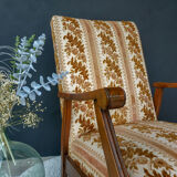 Floral-patterned velvet armchair