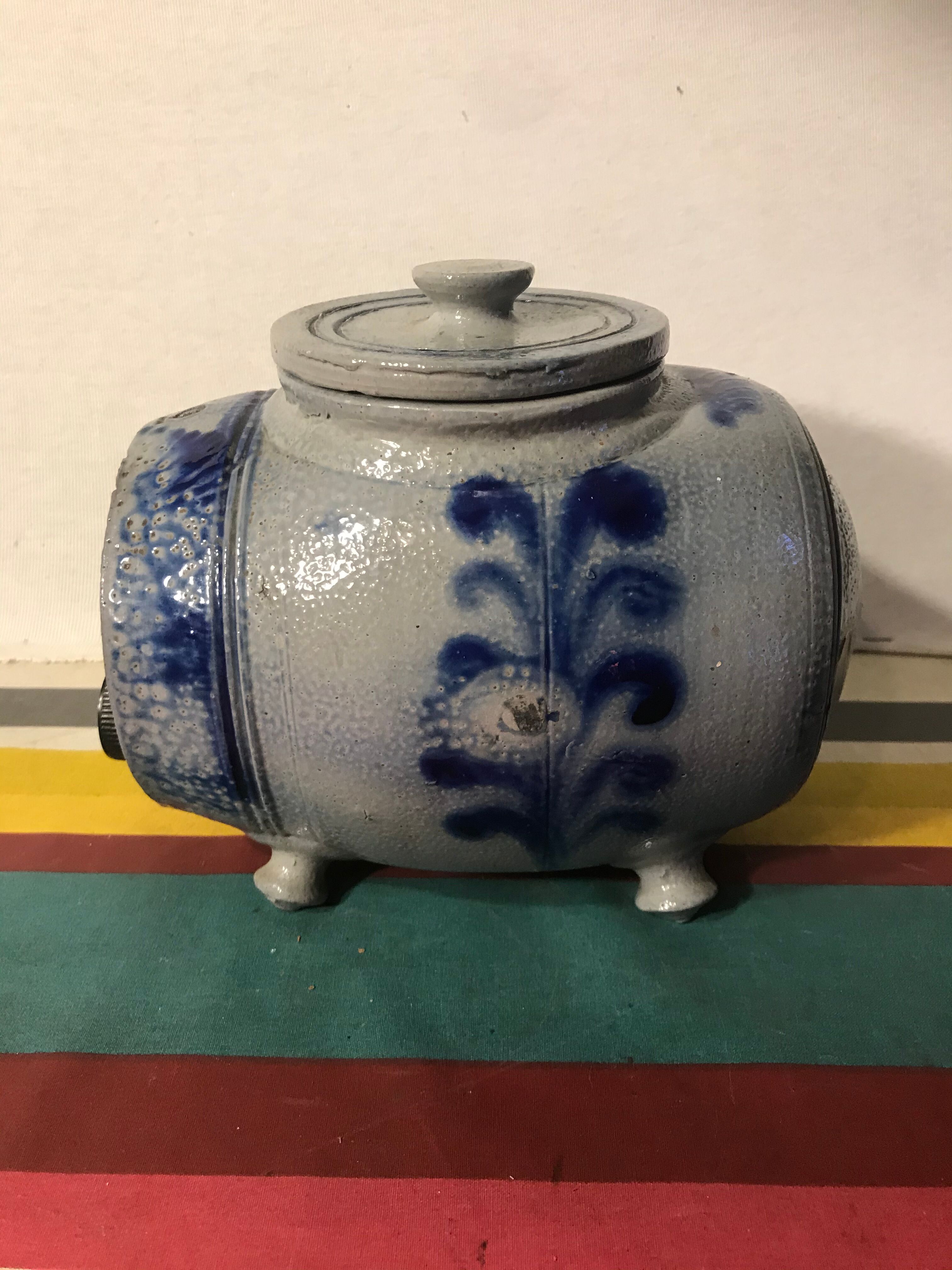 Lot 5 old blue sandstone 3 pots - carafe - vintage decoration tonneau