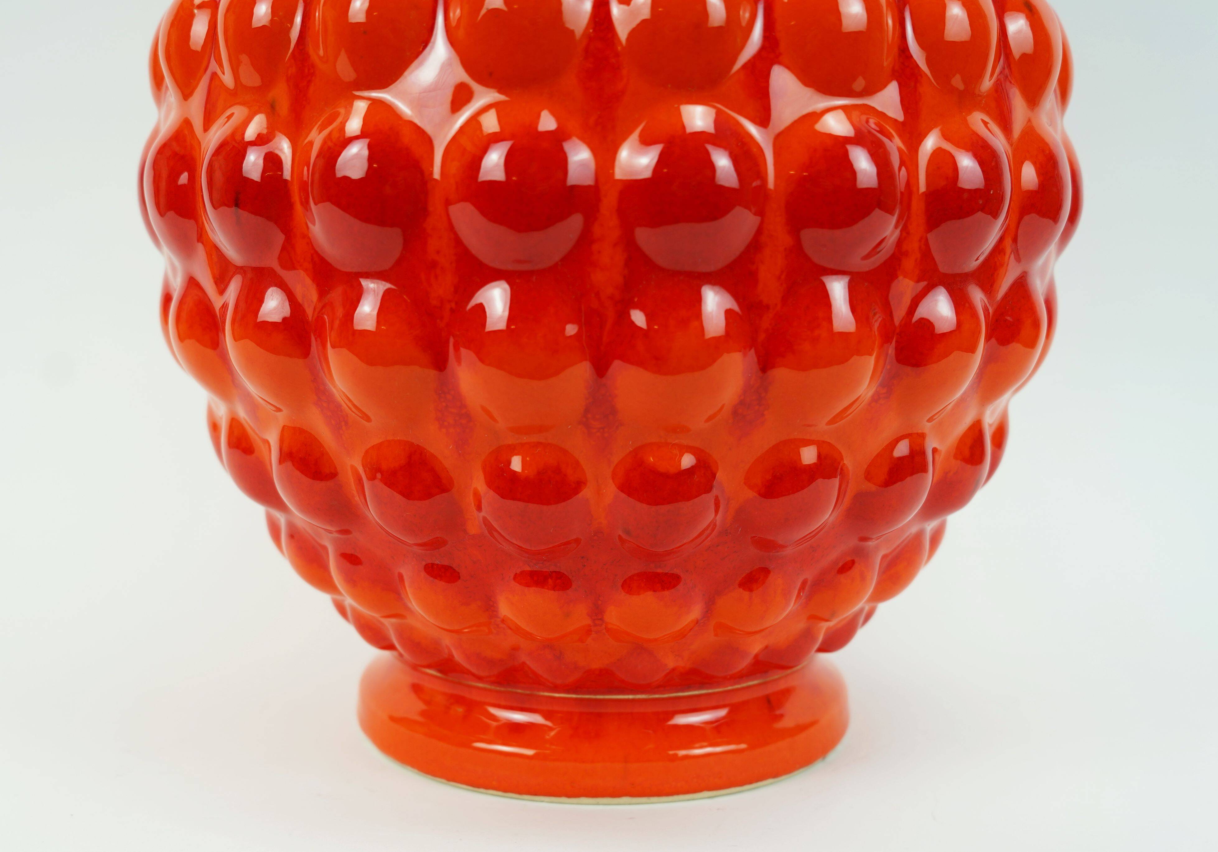 huge 1960s bay keramik floor VASE bubble decor red and orange model 65 45