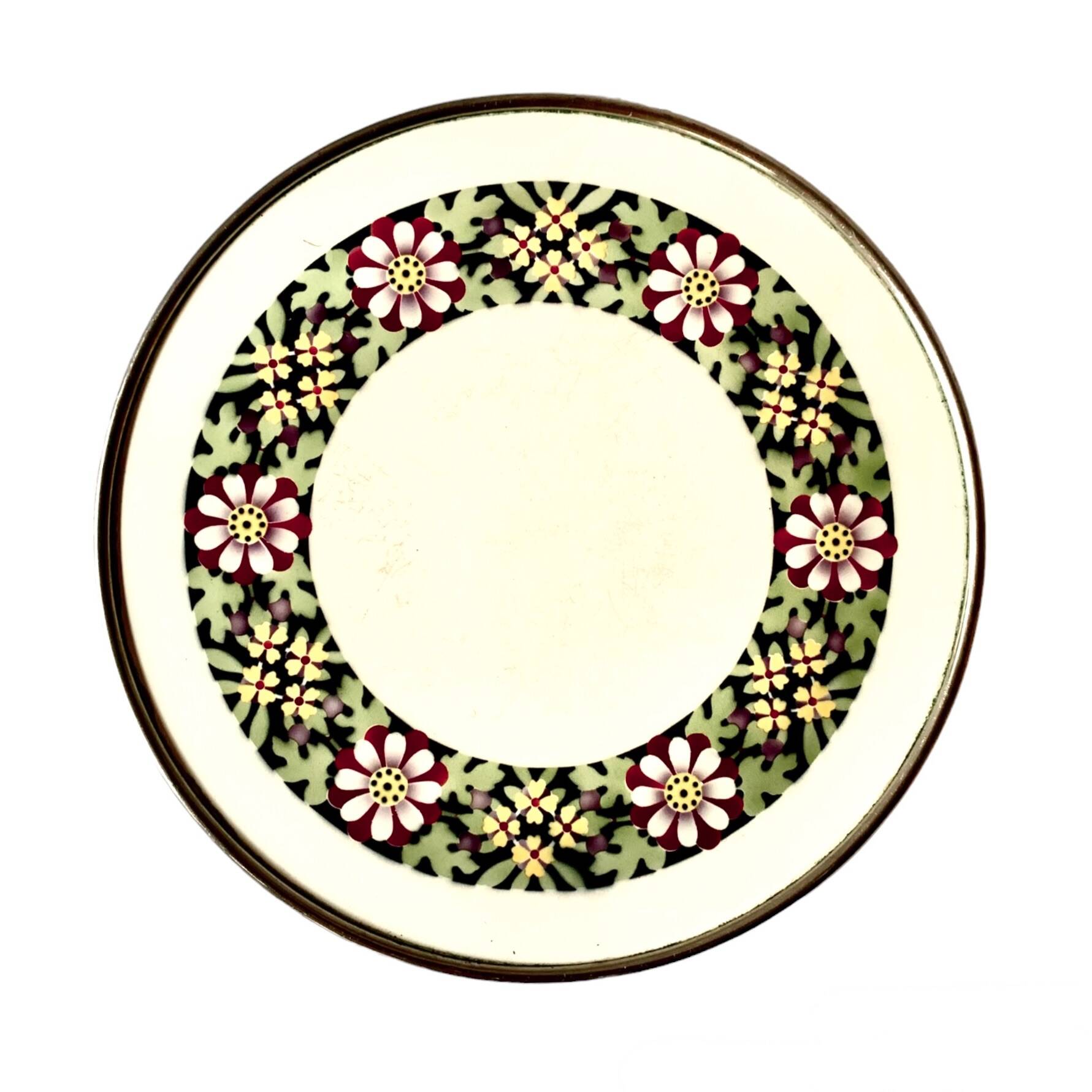 Antique ceramic trivet - floral decoration