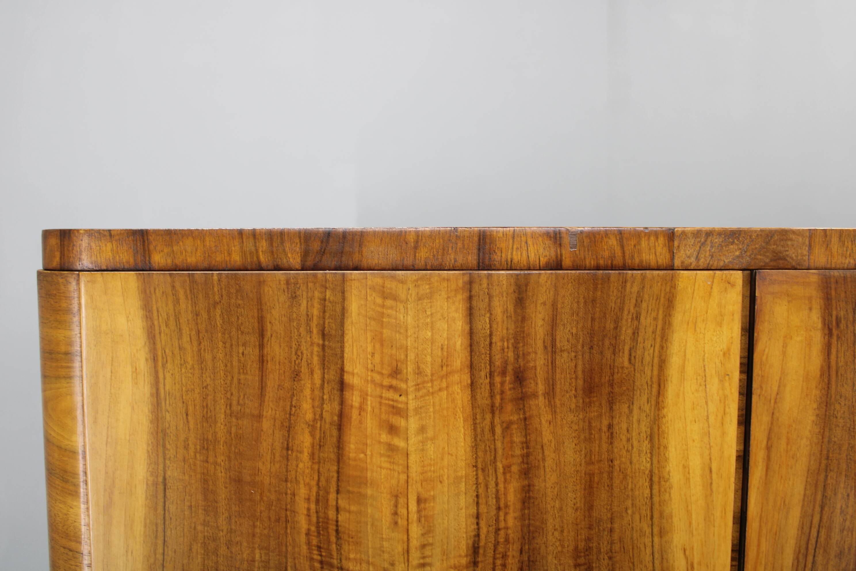 1930s Bauhaus Wardrobe by Vichr & Spol in walnut Finish, Czechoslovakia