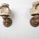 Pair of carved pine wall lights with jute shades, Swedish design, 1970s