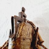 African mask from Mali from the N'Tomo tribe of Marka covered in chiseled brass