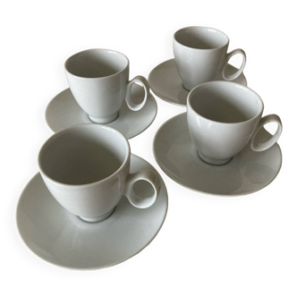 Guy Degrenne Modulo white cups and saucers