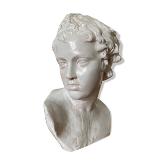 White enamelled terracotta Eros bust