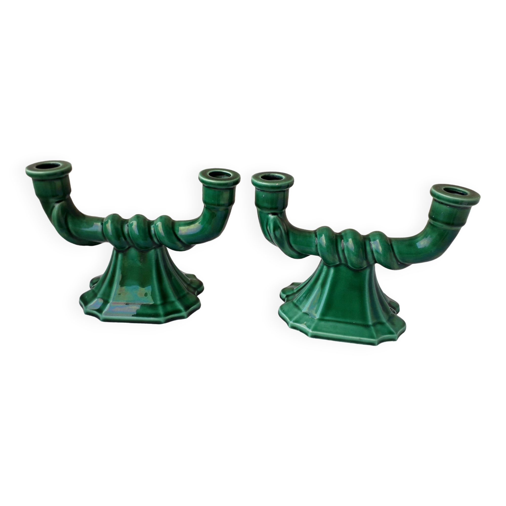 Green candlesticks candle holders