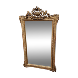 Wooden fireplace mirror and Gilded Louis XVI-style plaster with leaf