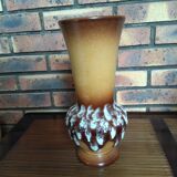 Vase en grés flammé à relief vintage signéBaudin