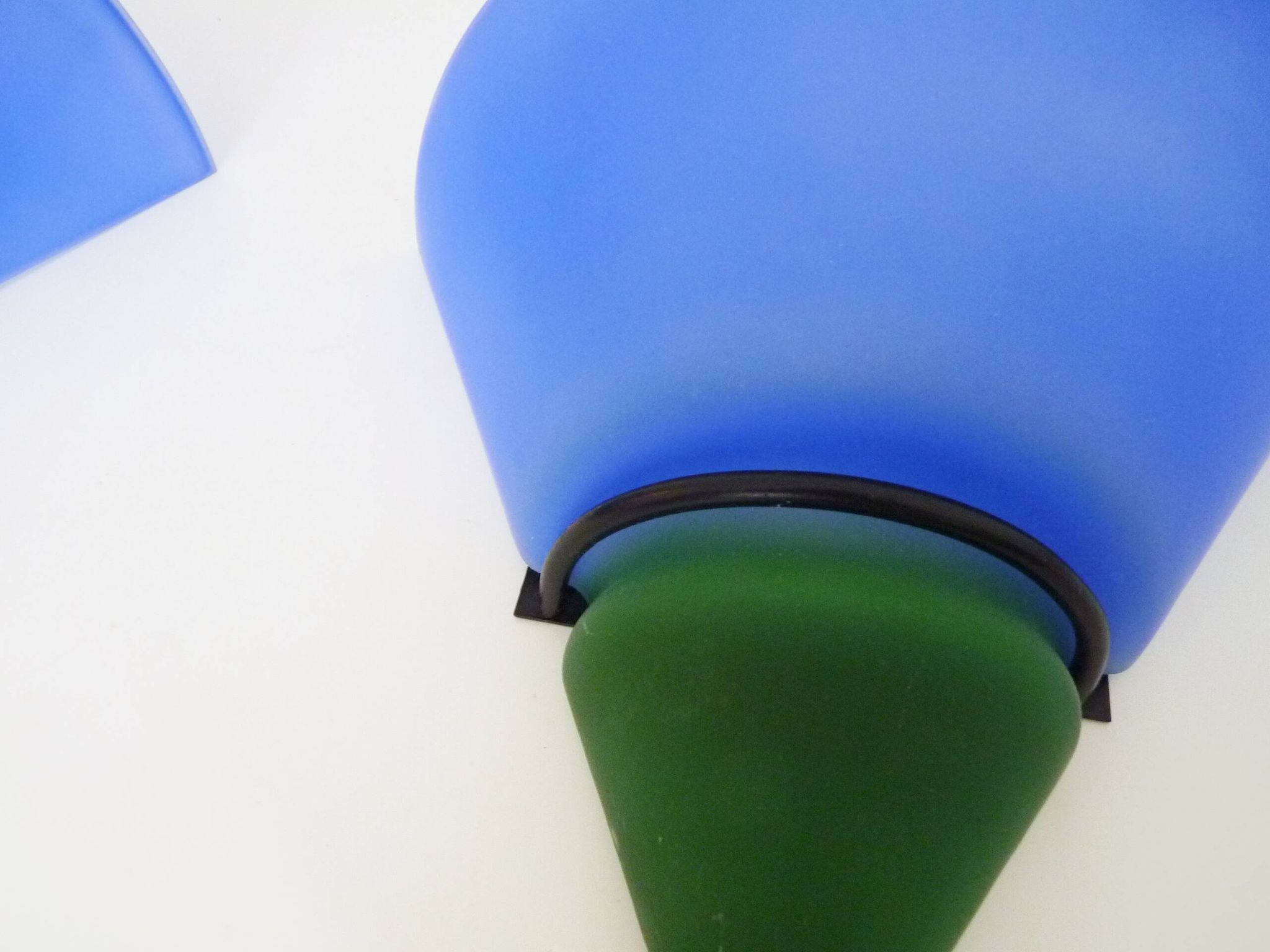 Pair of vintage Vandeheg Lotus blue and green wall sconces. 1980s