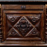 Landing Linen Chest in Solid Beech and Walnut, Louis XIII Style – Late 19th Century