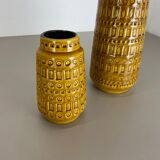 Set of two pottery fat lava vases "ochre" by scheurich, germany, 1970s