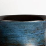 Vallauris, Modernist Vase, blue glazed ceramic, Jean de Lespinasse.