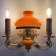Double wall light in brass and orange opaline, 1960s.