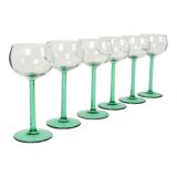 Set of 6 Vintage Luminarc Alsace Wine Glasses Narrow Green Base