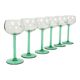 Set of 6 Vintage Luminarc Alsace Wine Glasses Narrow Green Base