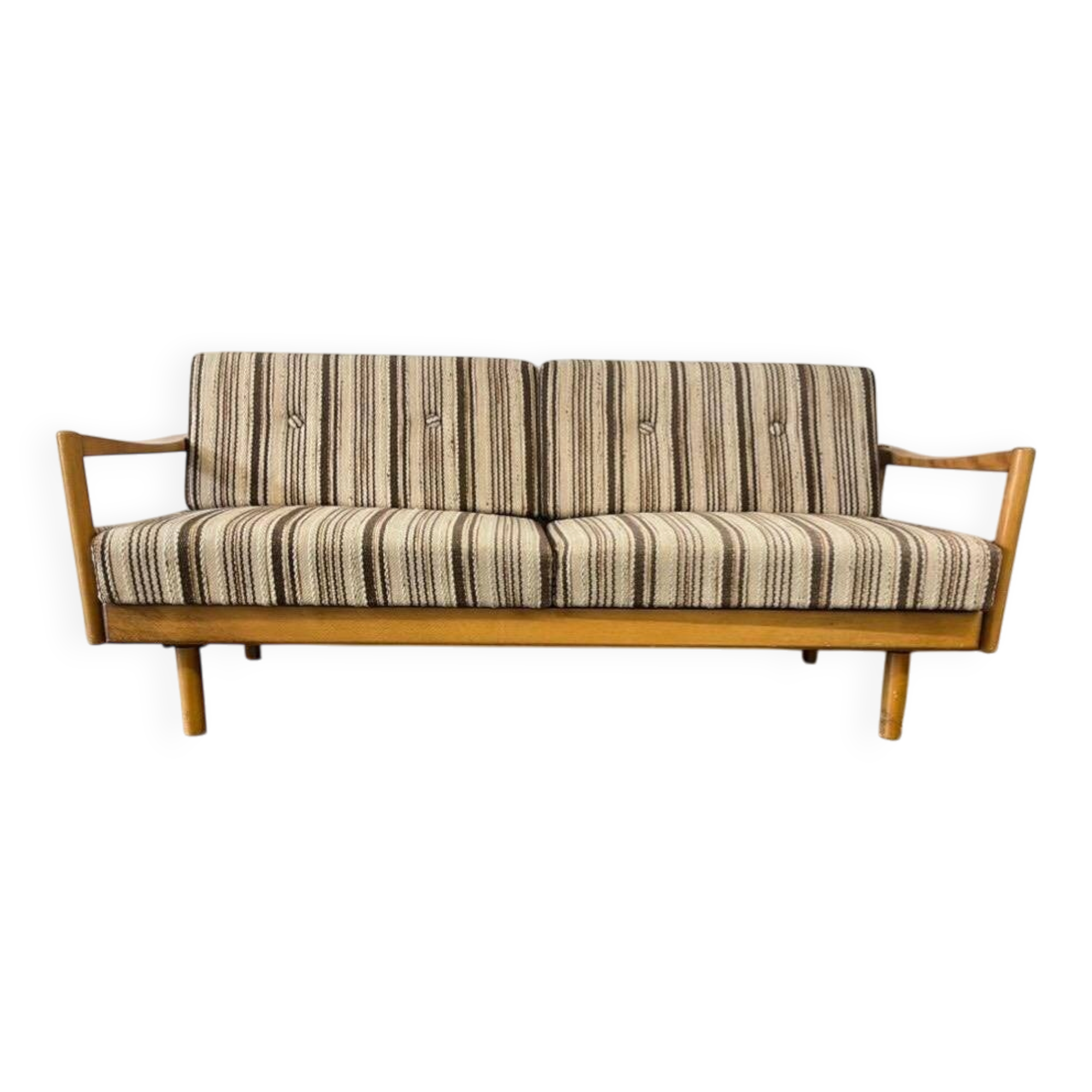 Vintage extendable wooden sofa / sofa / KNOLL sofa