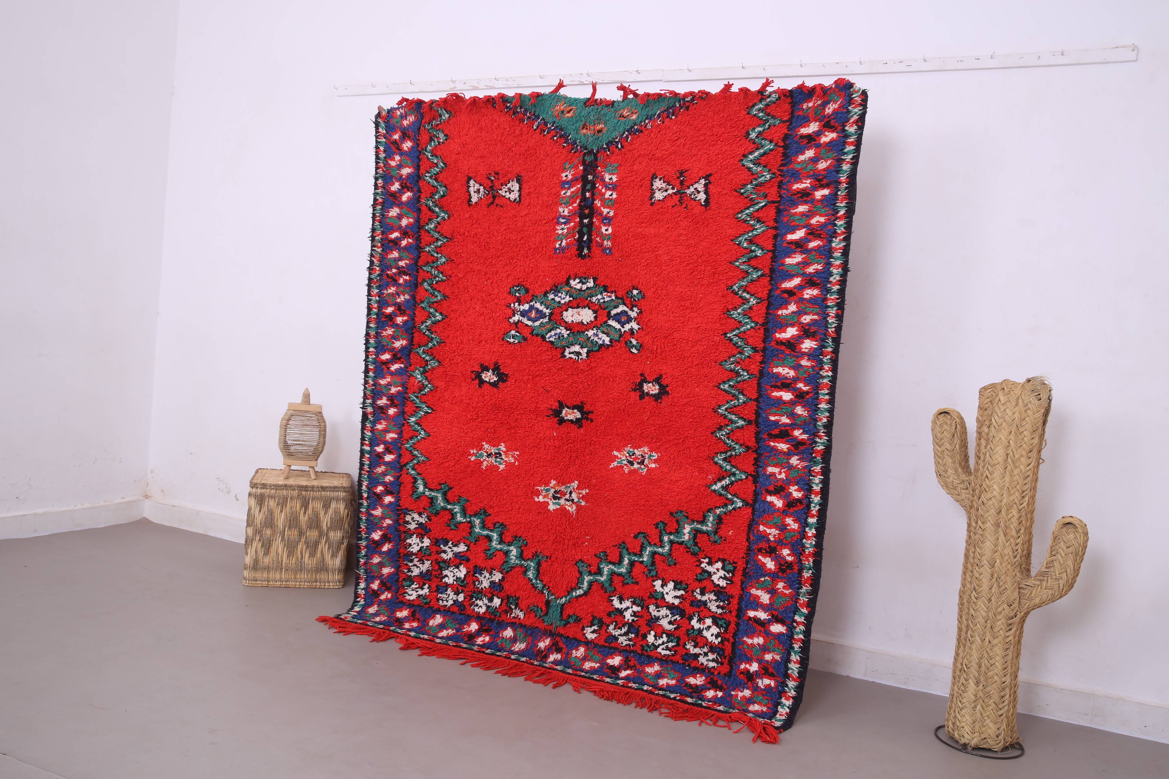 Red Vintage Moroccan Rug 167 x 190 cm - Berber Wool Rug - Handmade Rug Boho
