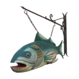 Panel depicting a fish in sheet metal