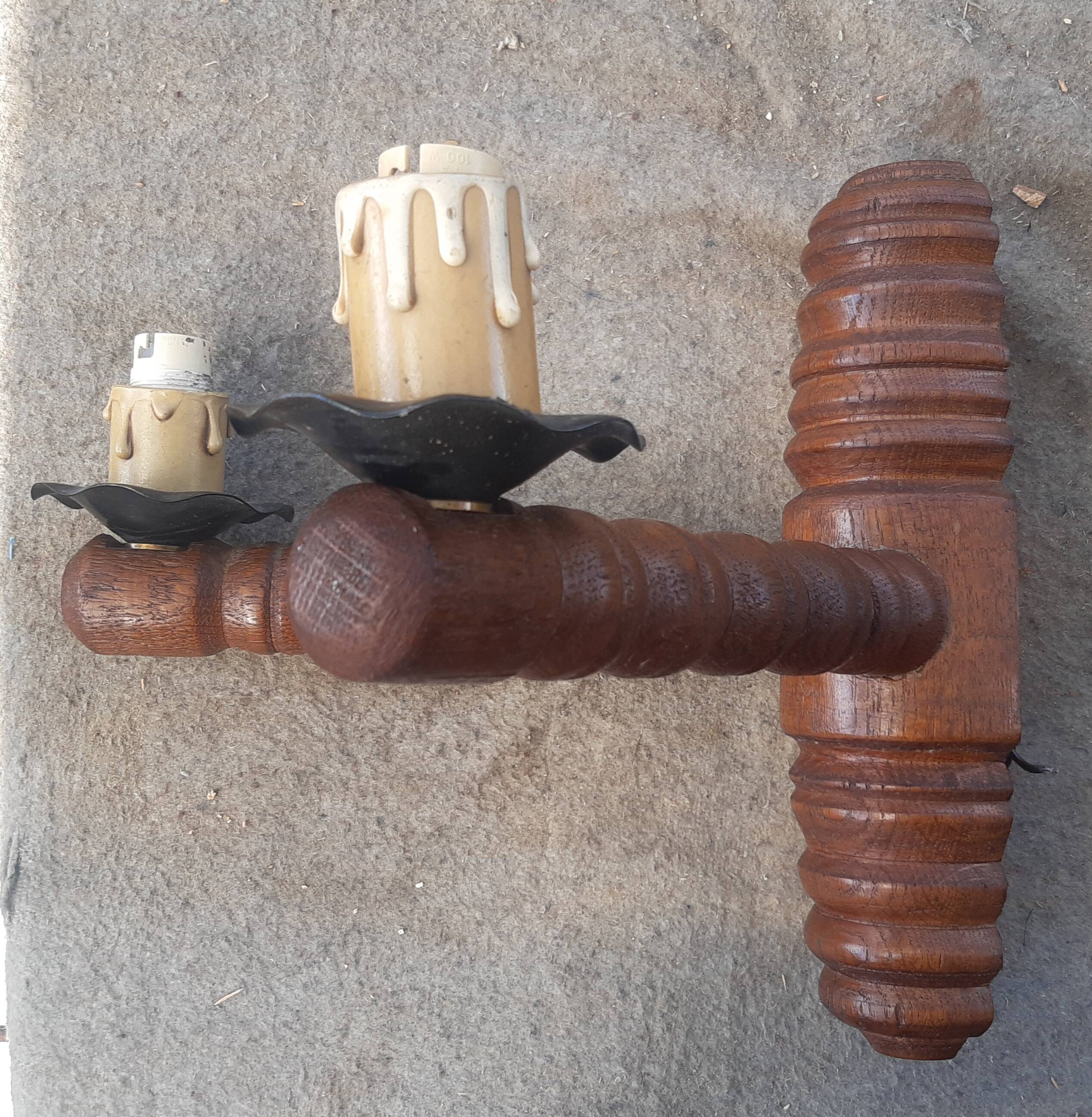 Brutalist turned wood wall light