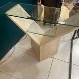 Travertine and glass console Italy 70