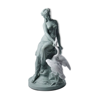 Bicolour biscuit Letu & Mauger, Leda and the Swan, 19th century, celadon & white