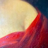 Portrait of a woman oil painting on panel 19th century signed ROLLAND framed