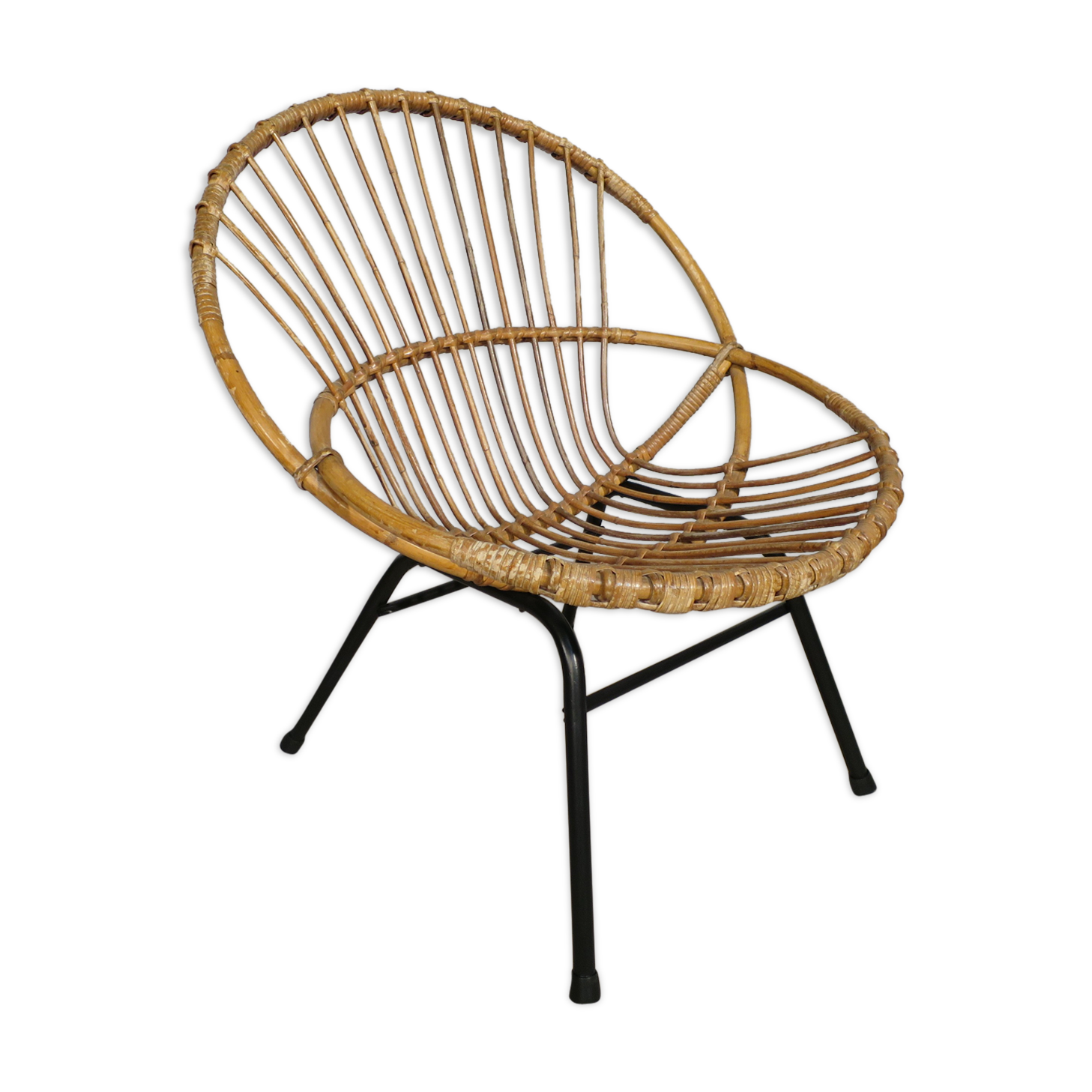 Rattan basket armchair 1960