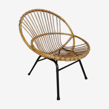 Rattan basket armchair 1960
