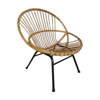 Rattan basket armchair 1960