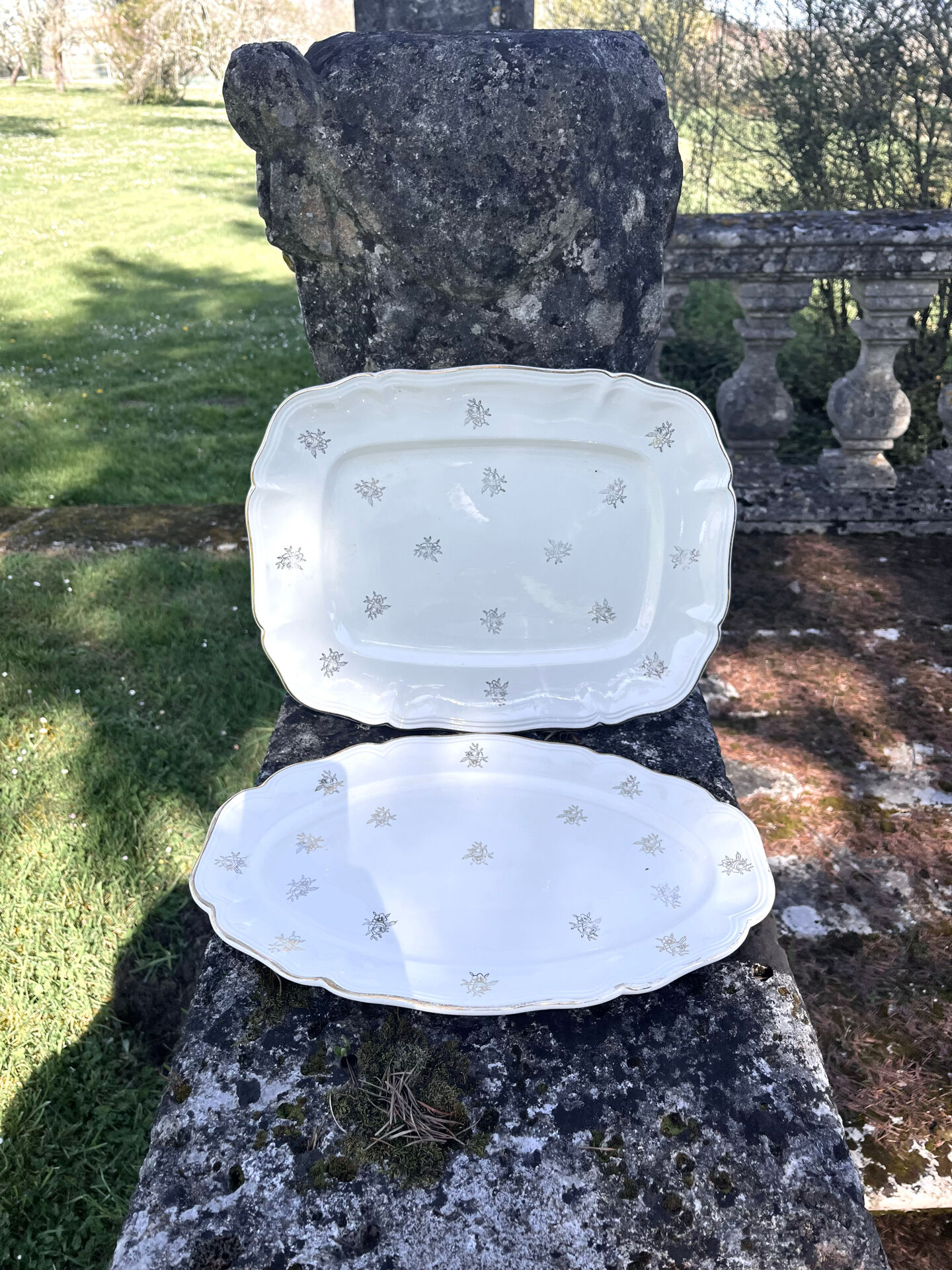 French Sanguimines Porcelain Serving Platters (Set of 2)