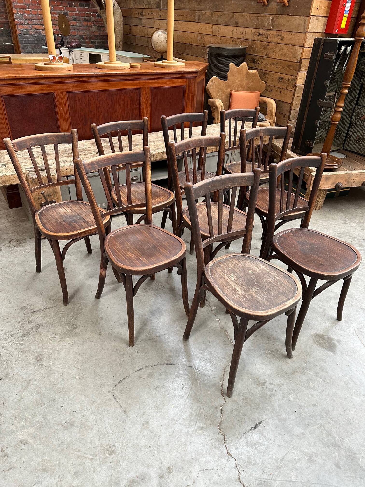 Suite of 9 bistro chairs from the early 20th century