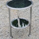 Art Deco side table, end table in chromed metal and mirror, 1930