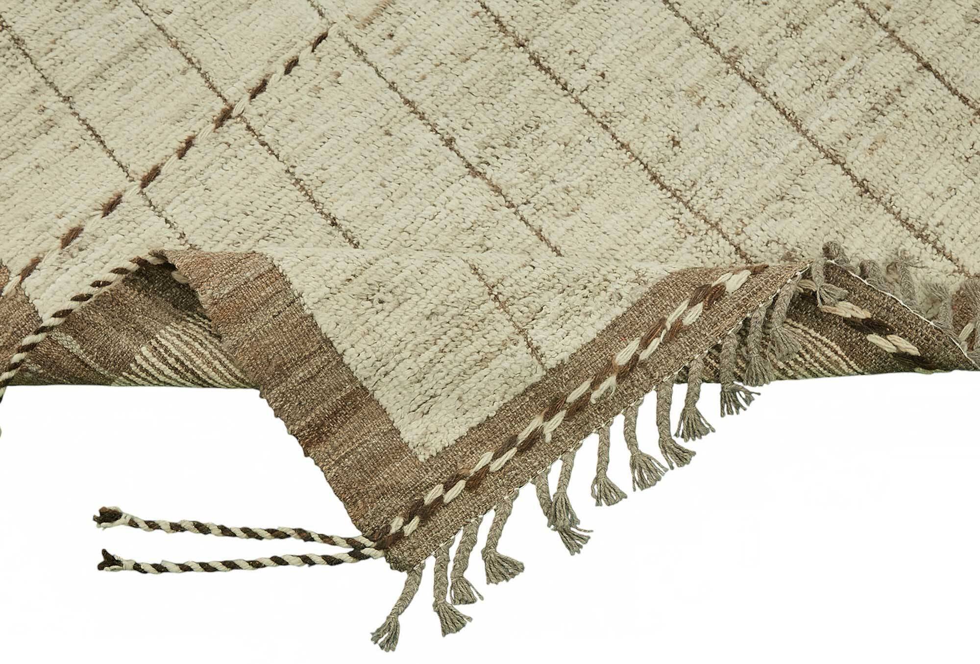 Tapis tribal tissé à la main en laine beige unique en son genre, 220 cm x 306 cm