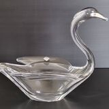 Vintage swan pocket in crystal from Vannes 1970
